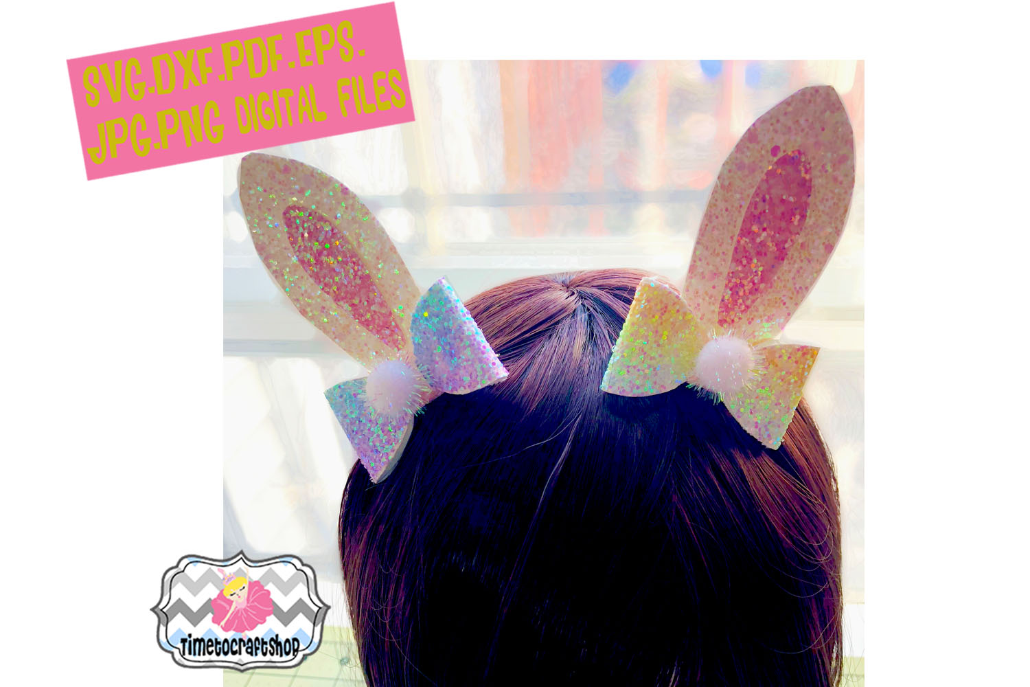Download Easter Bunny Ears 2 Pieces Hair Bow Template (179109 ...
