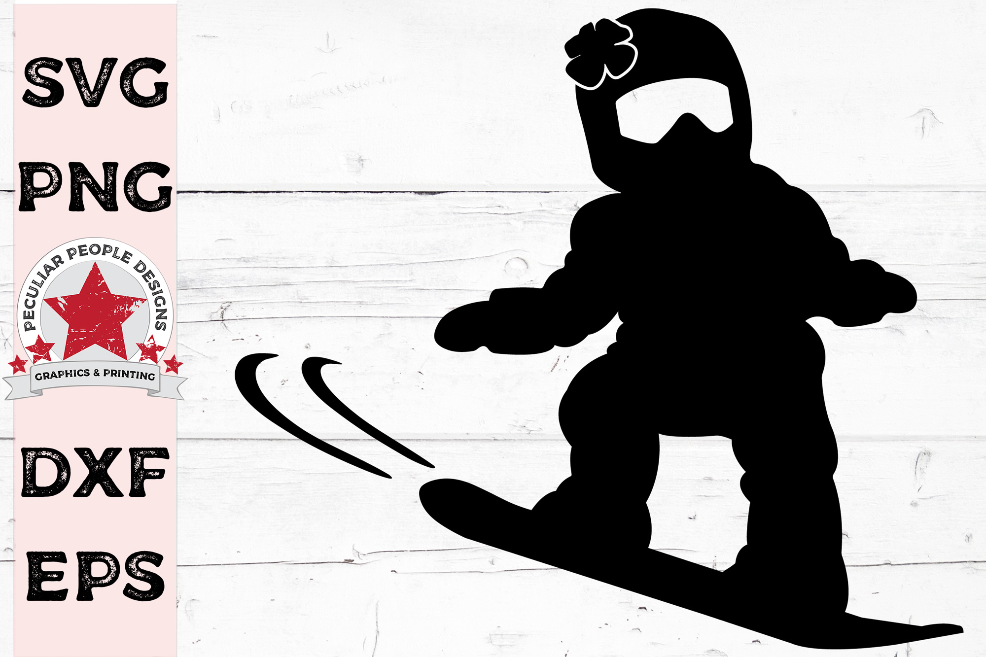 Baby Girl Snowboarding Silhouette Clipart SVG Car Decal (391118