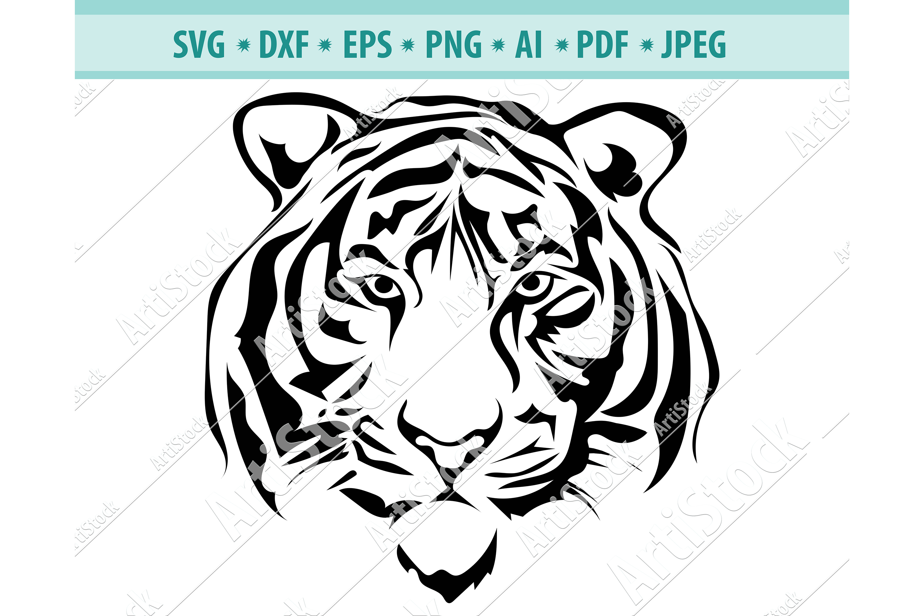 Download Tiger Face SVG, Head of a tiger clipart, Cats Dxf, Png ...