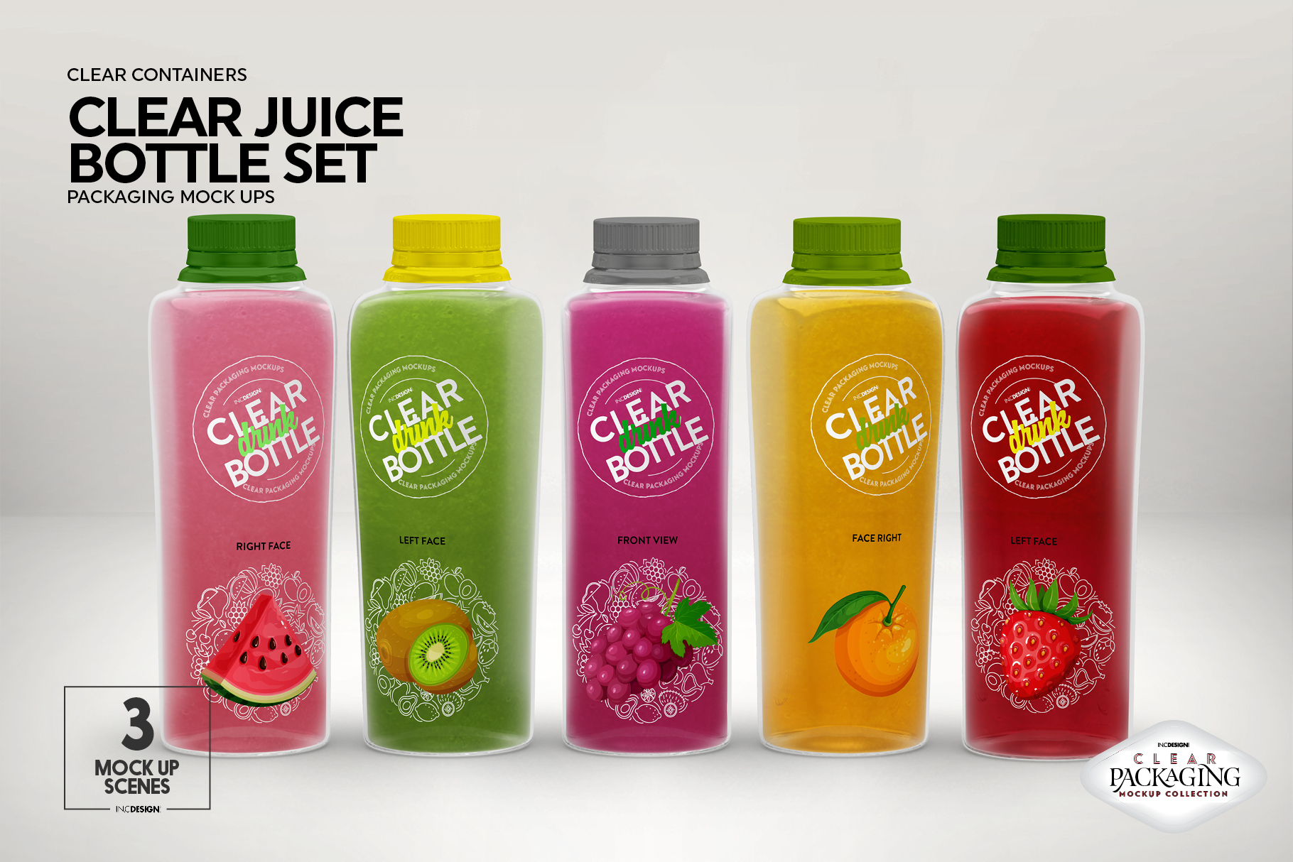 Juice Bottle Set Packaging Mockup