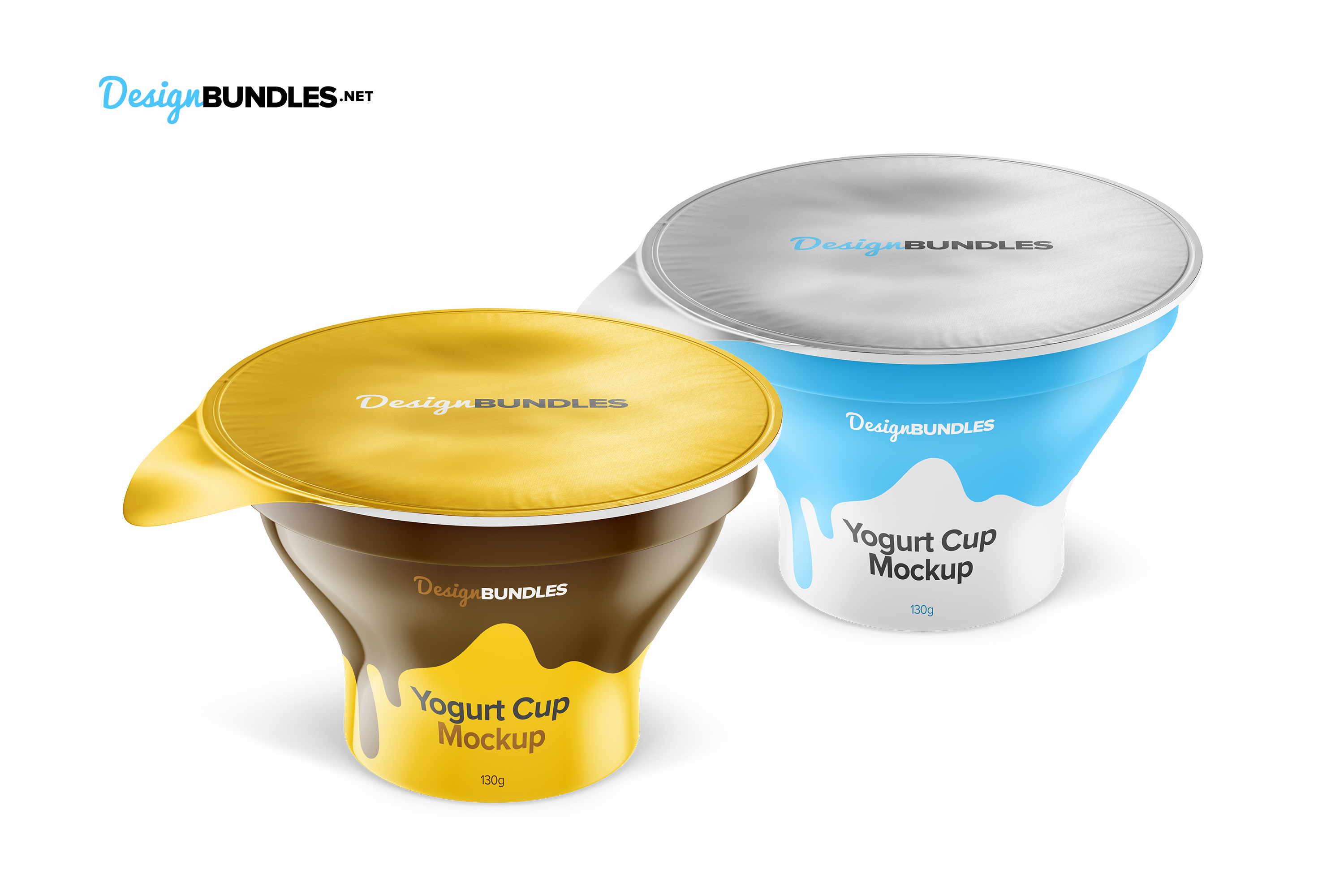 Download Plastic Yogurt Cup with Foil Lid Mockups, 130g