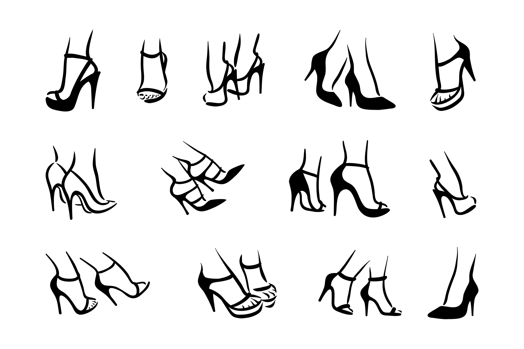 Vector woman feet in high heels icon illustration.