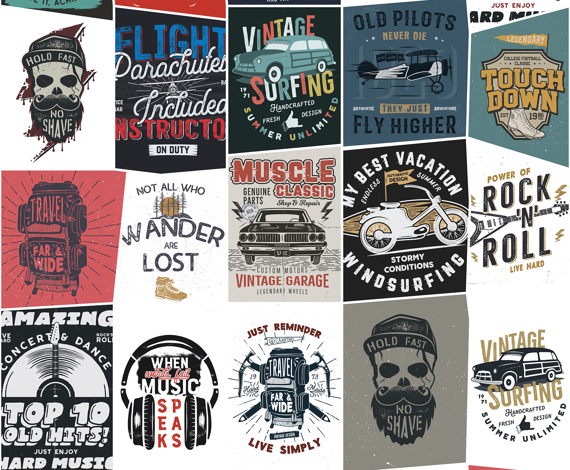 Vintage T-Shirt Bundle Retro SVG Designs Collection. Part 1