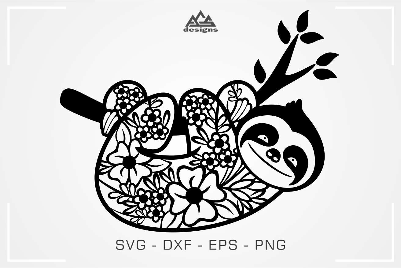 Download Cute Sloth Floral Mandala Pattern Svg Design