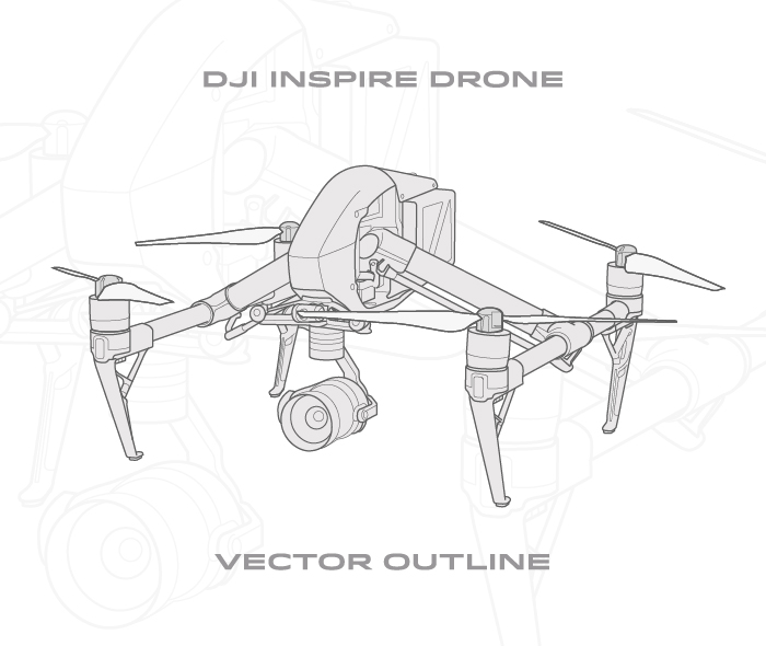 DJI Inspire Drone - Vector Outlines (47609) | Illustrations | Design