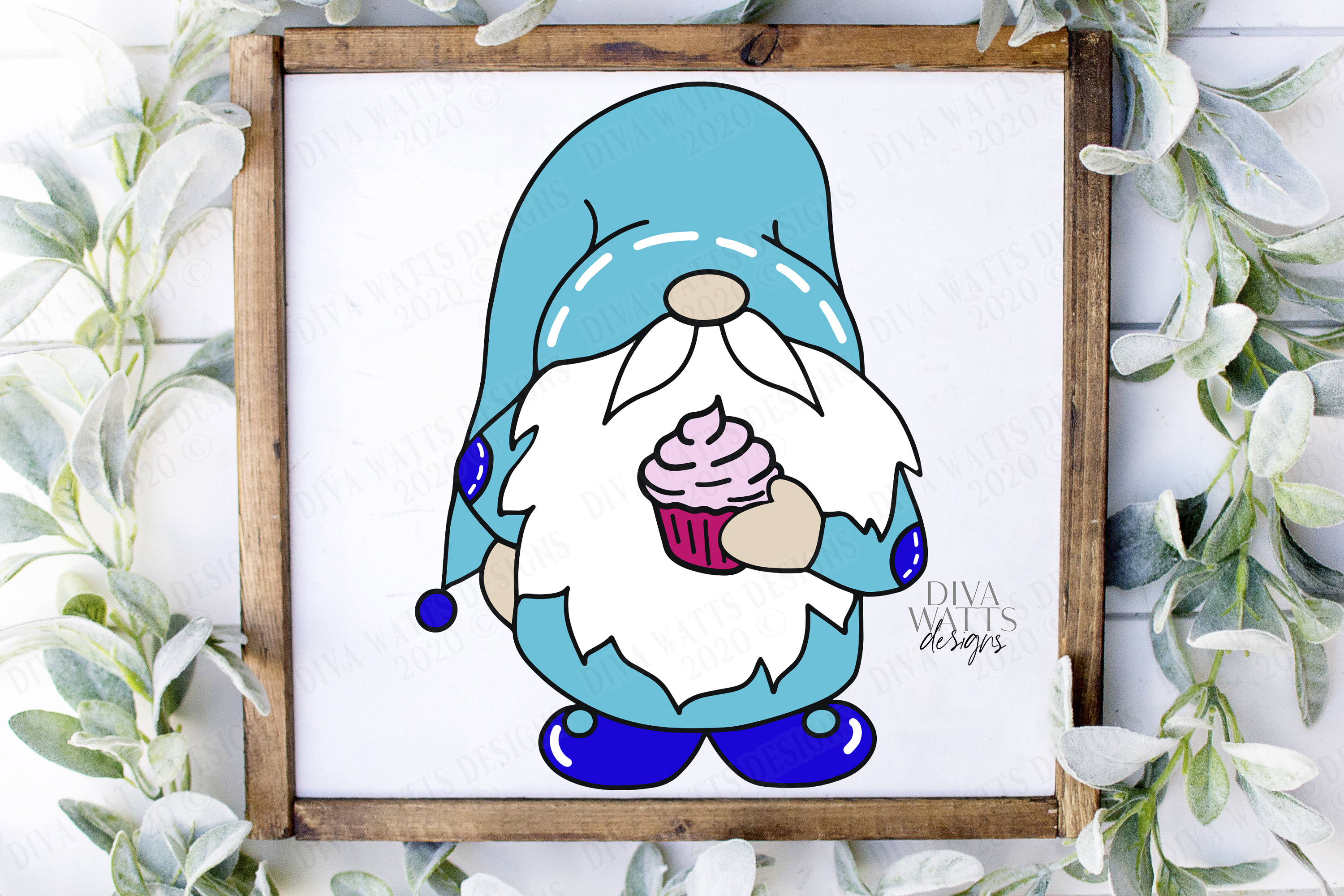 Gnomes graphics mujka Happy Birthday Gnome - Cupcake - SVG PNG - Cut File Clipart