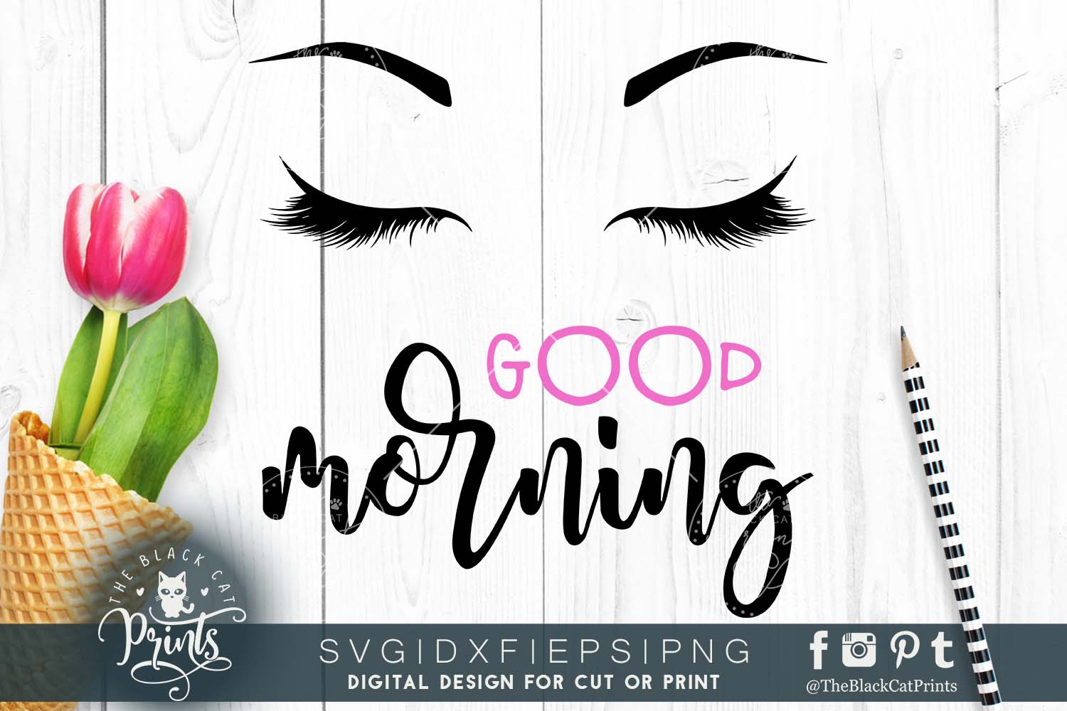 Good morning Lashes SVG DXF PNG EPS (51406) | Cut Files ...