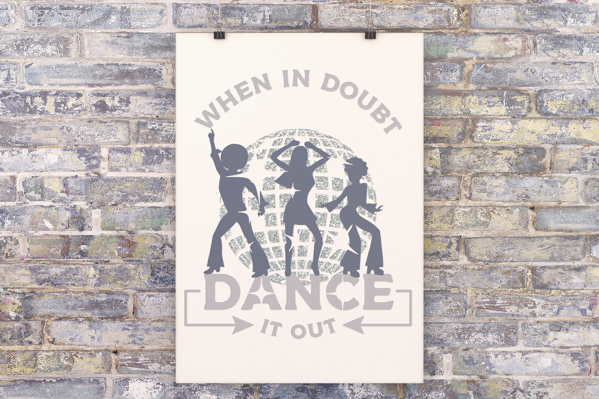 When In Doubt Dance It Out SVG, 70s disco party dancers