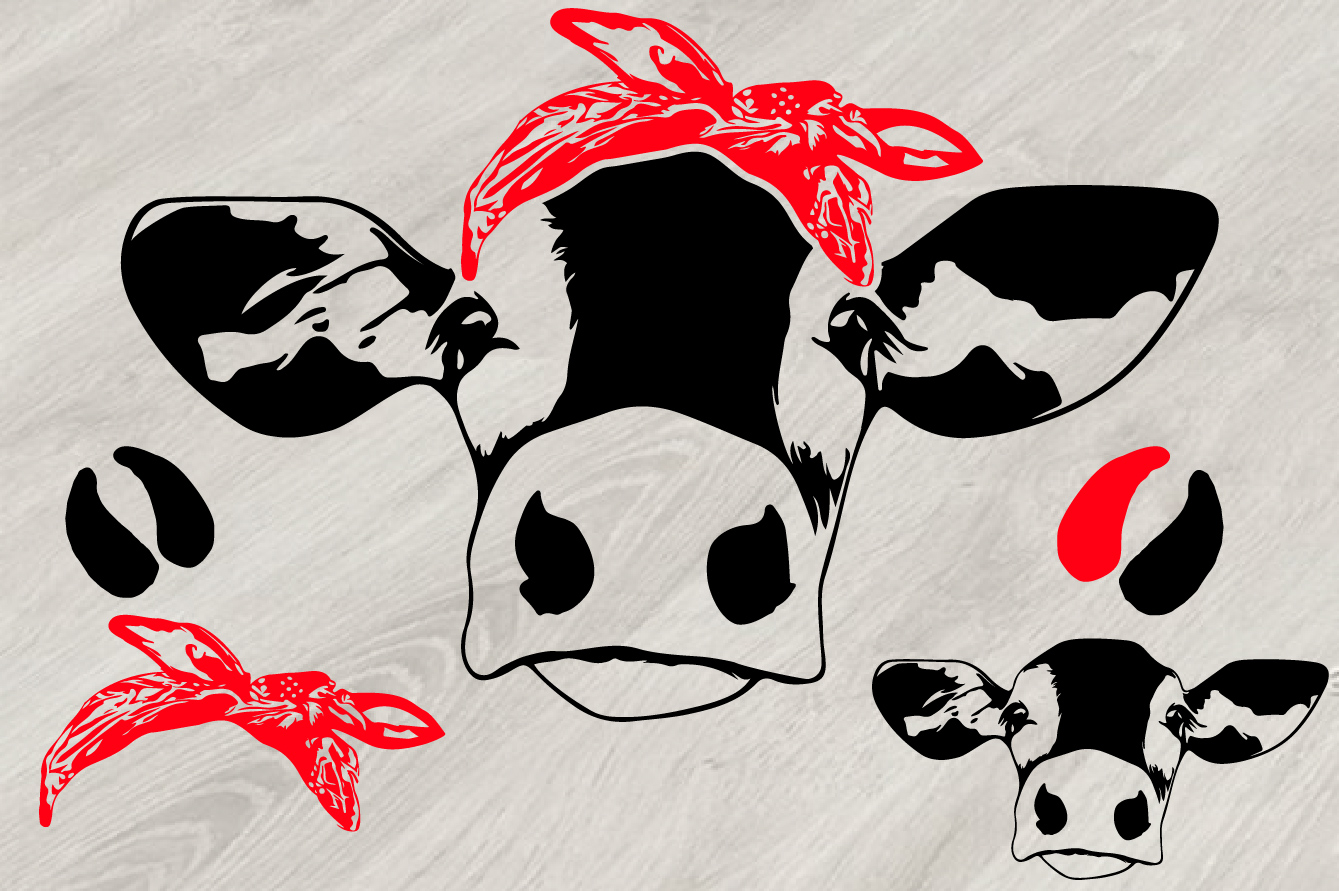 Download Cow Head whit Bandana SVG, western Farm Milk 828S