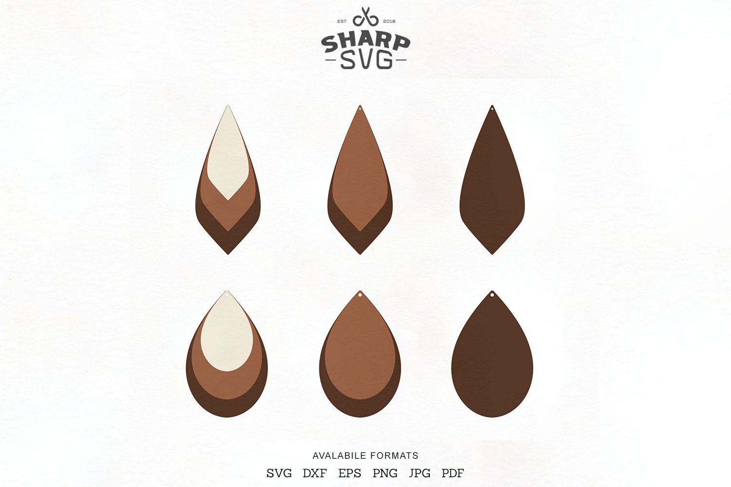 Download Stacked Earrings SVG - Teardrop Leather Earrings Template