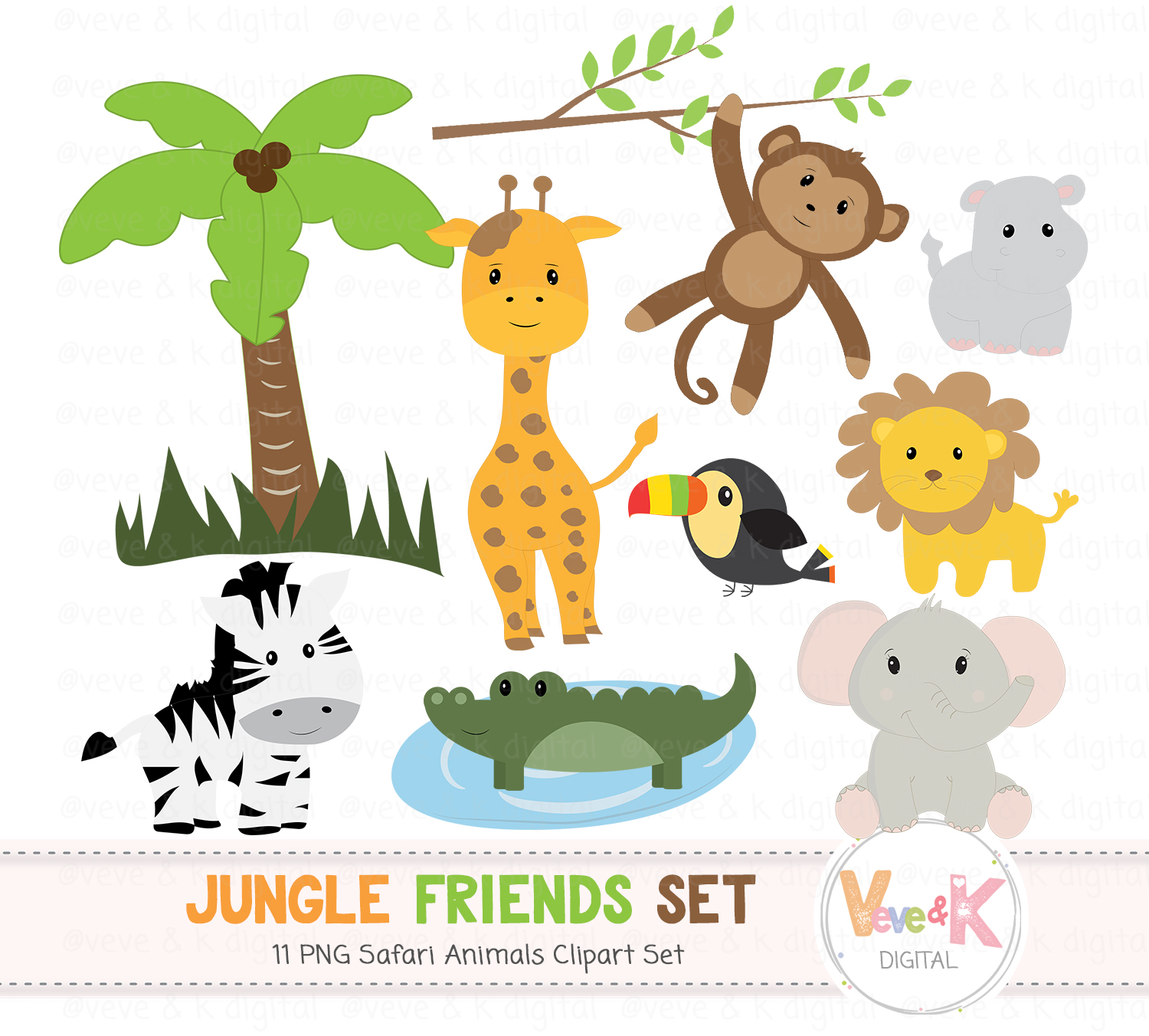 Safari Jungle Animals Clip Art, African Animals Clipart, Jungle Clipart