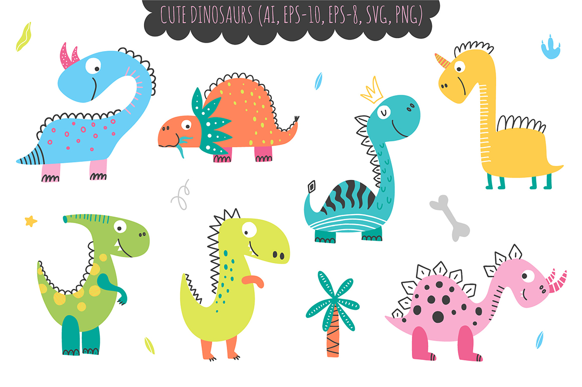 Dinosaurs kids collection. (194656) Illustrations Design Bundles