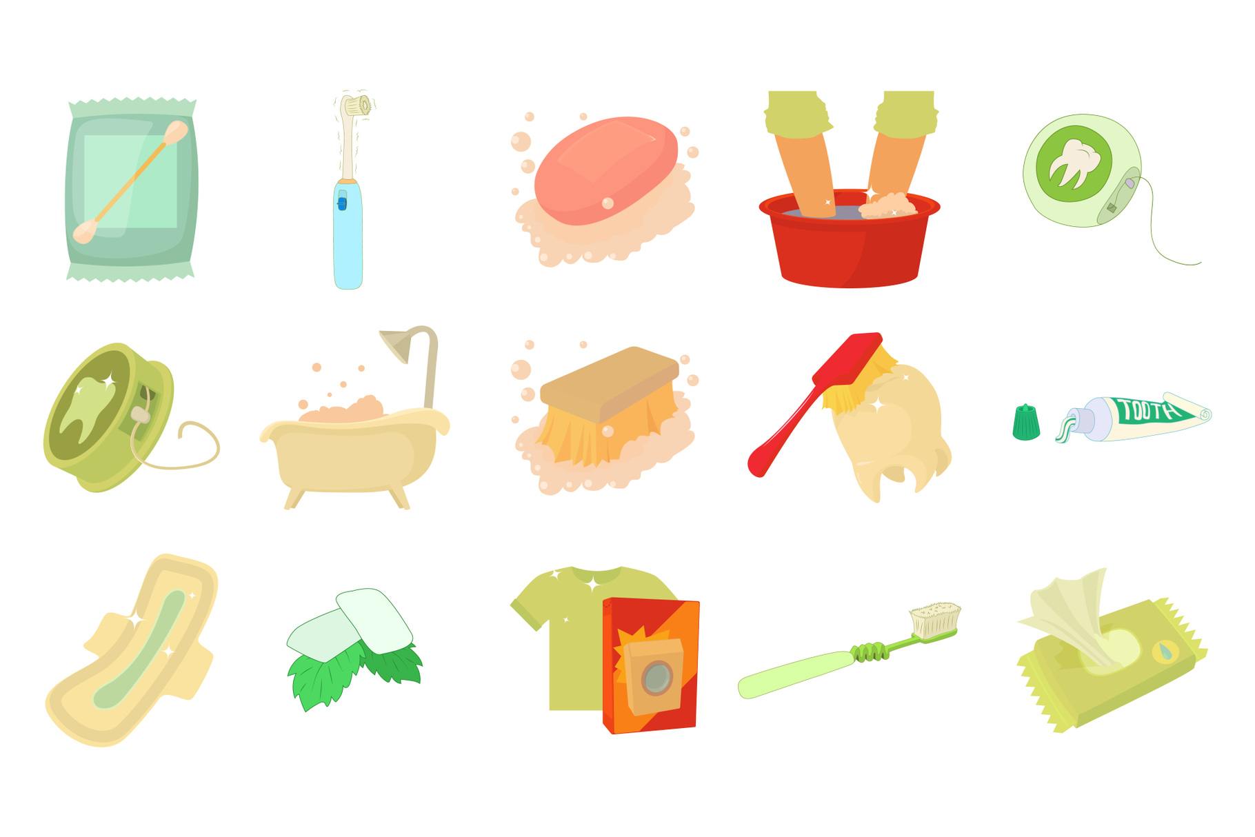 Personal Hygiene Icon Set Cartoon Style 8777