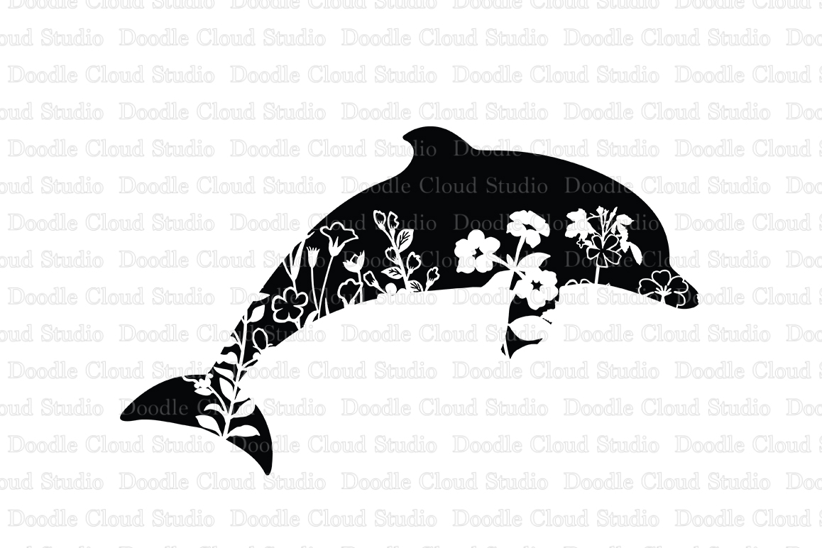 Download Floral Dolphin SVG Cut Files, Floral Dolphin Clipart.