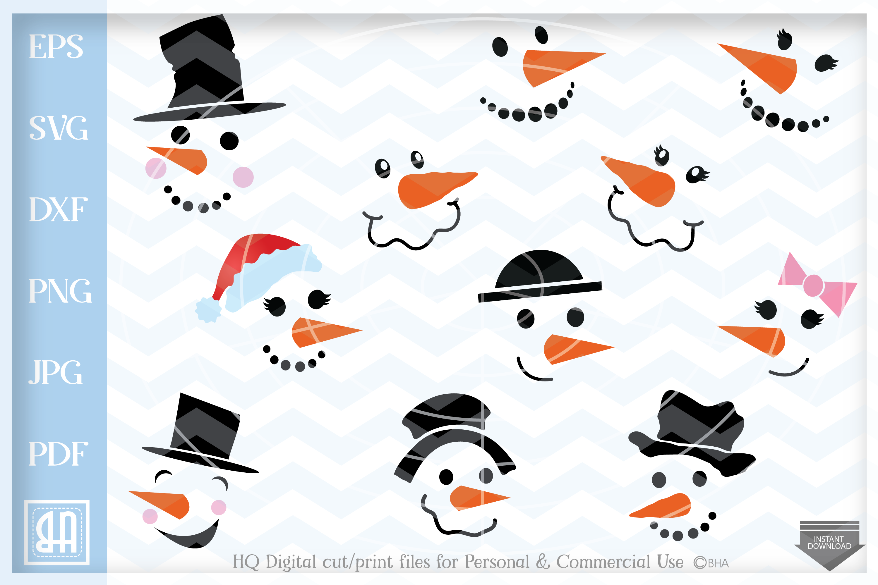 Snowman Faces SVG - Snowman Svg - Christmas bundle SVG