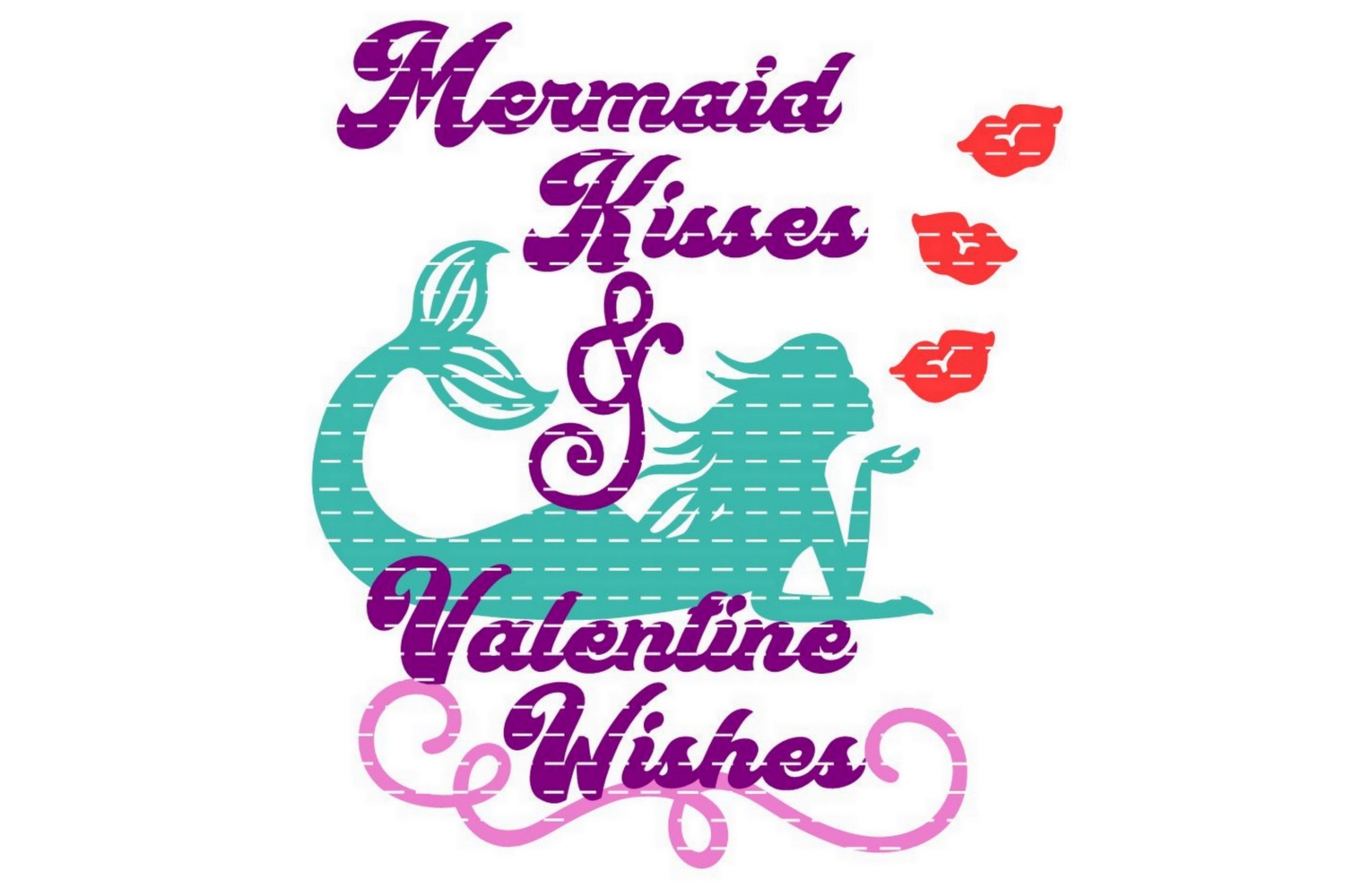 Download Mermaid Kisses Valentine Wishes #02 SVG Cut File