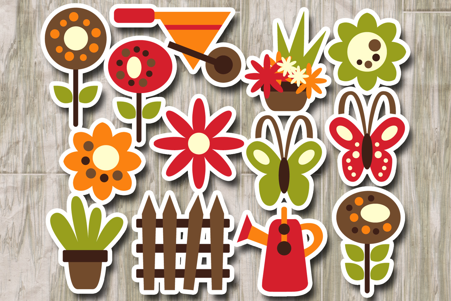 Garden clip art graphics (84525) | Illustrations | Design Bundles