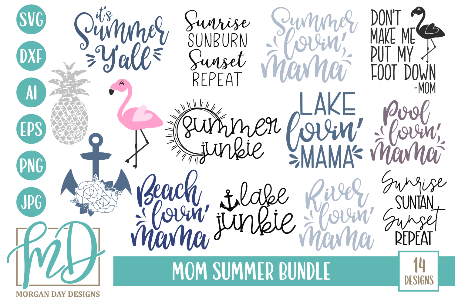 Download Beach - Lake - Pool - Mom Quotes - Mom Summer Bundle SVG