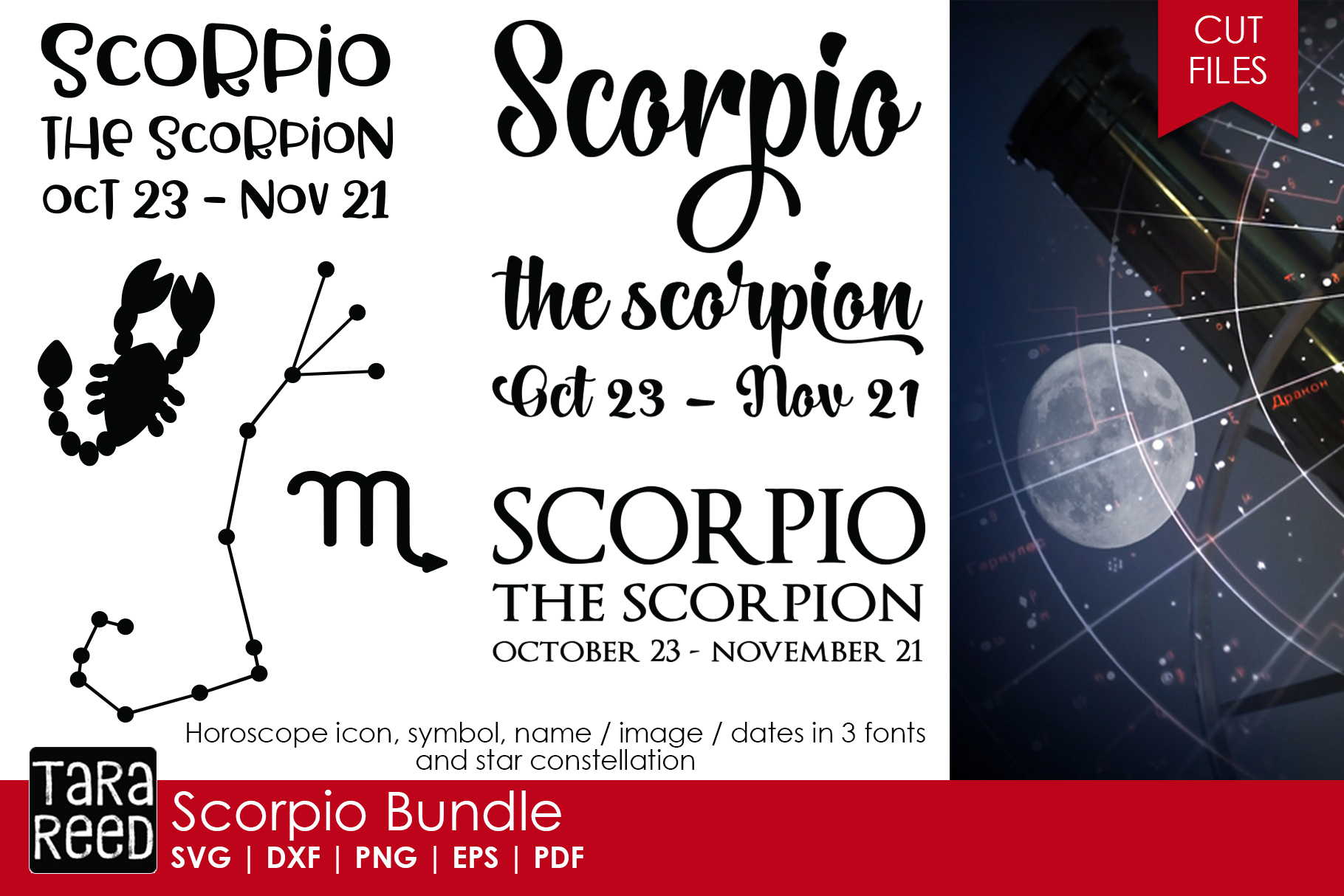 Scorpio Horoscope Bundle (110687) Cut Files Design Bundles
