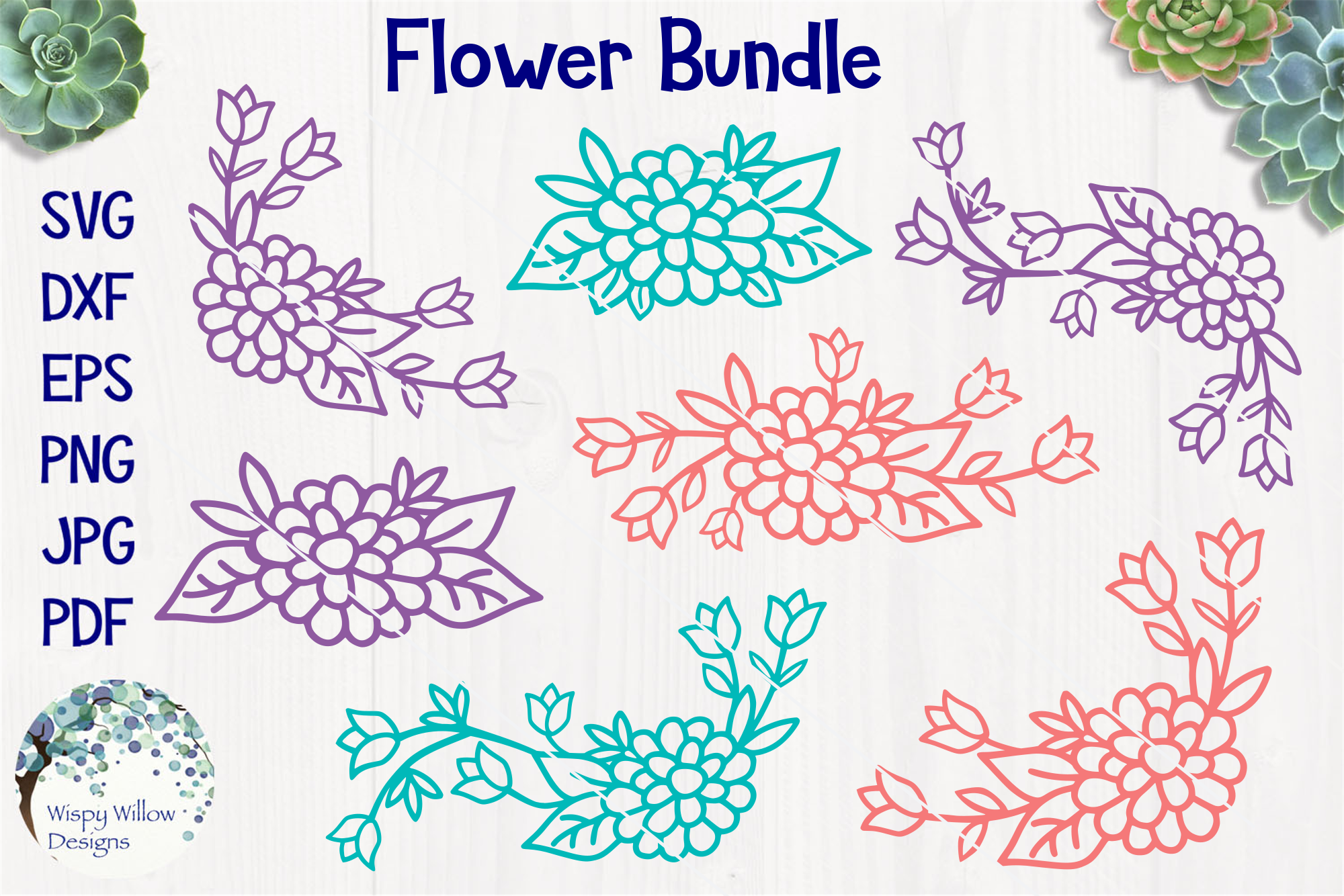 Download Flower SVG Cut File Bundle (152674) | SVGs | Design Bundles