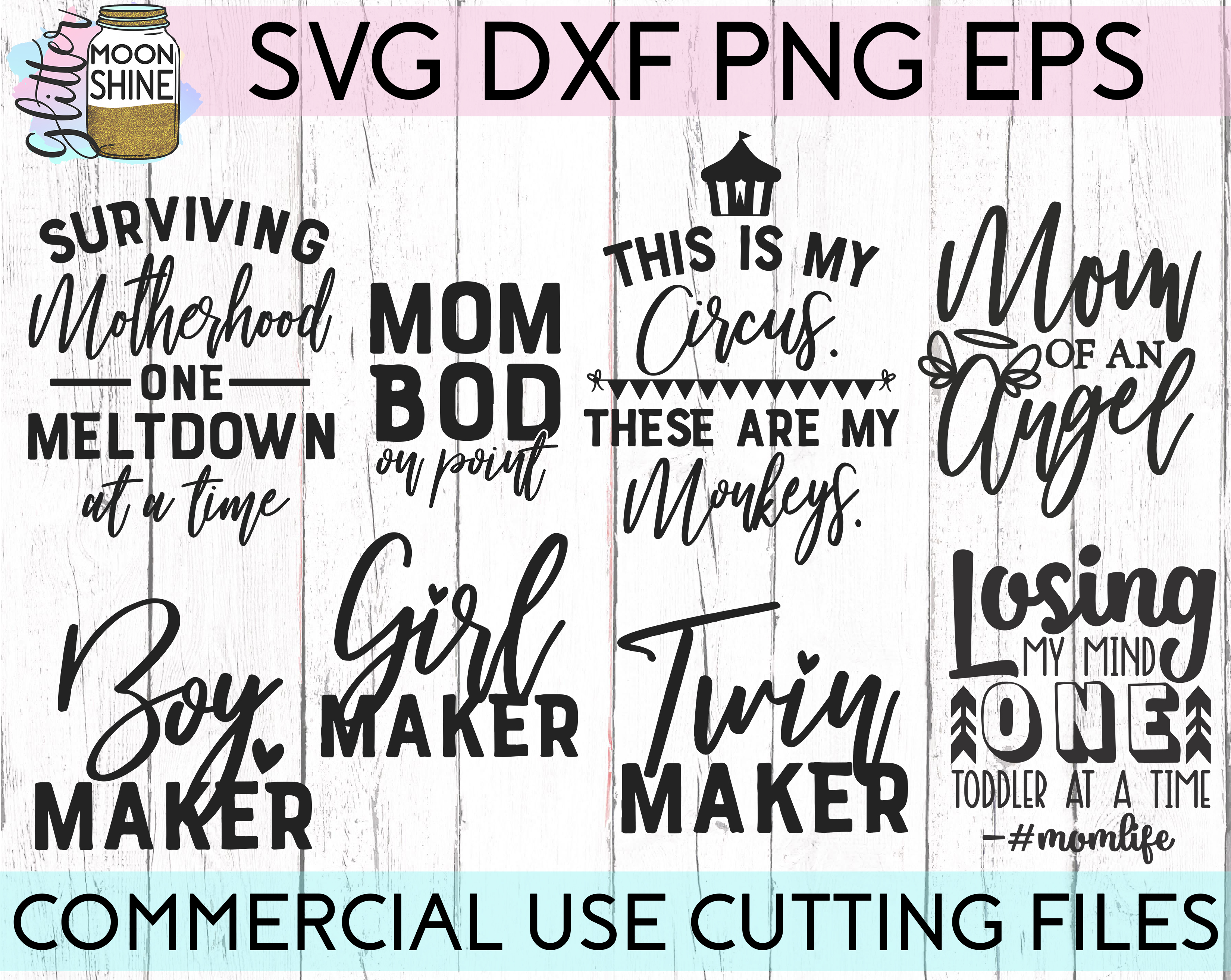 Download Mom Shirt Bundle of 20 SVG DXF PNG EPS Cutting Files