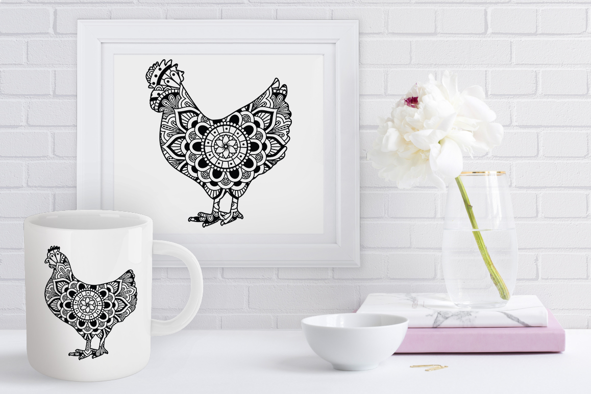 Download Chicken Mandala SVG Cut Files, Chicken Mandala Clipart.