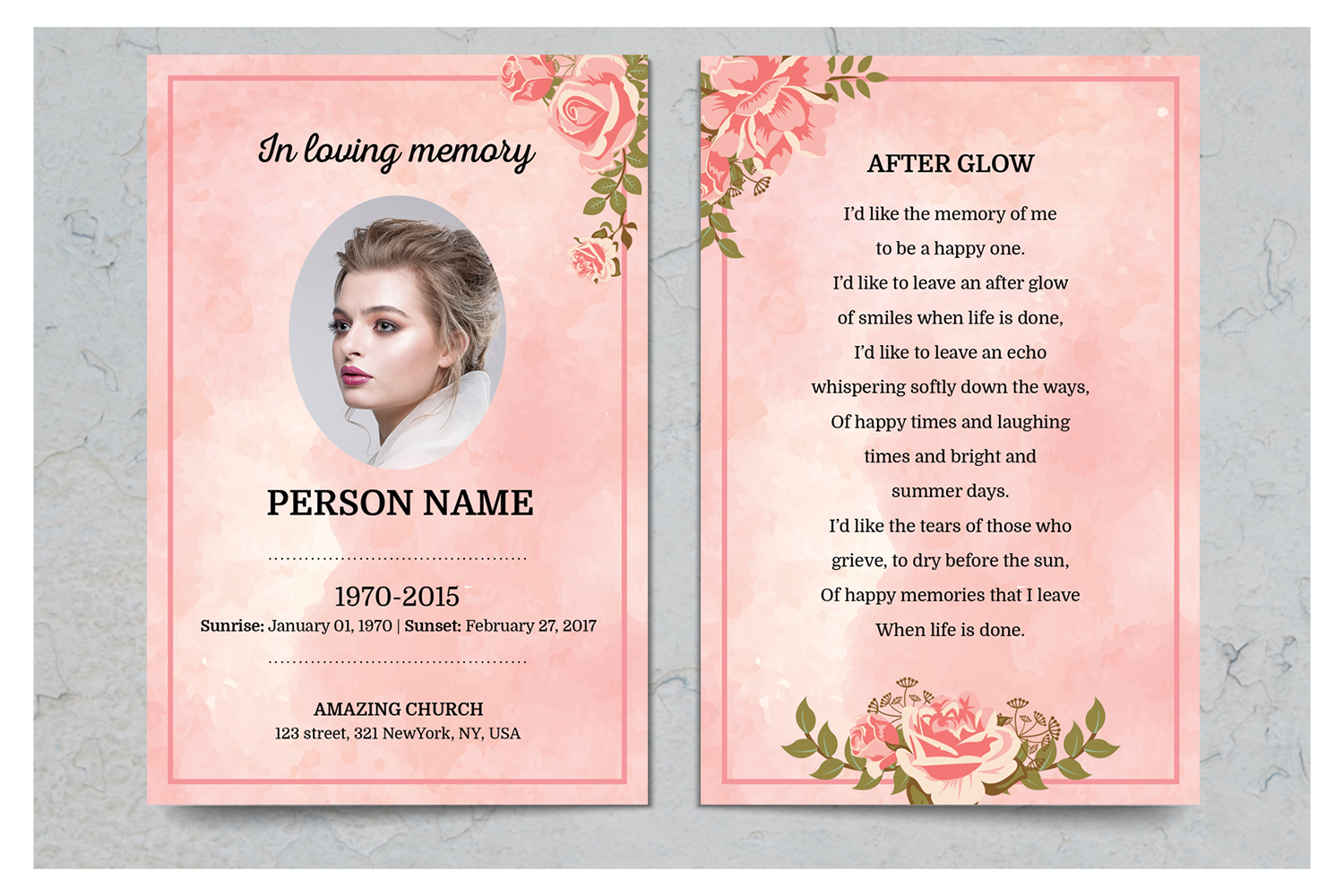 Rose Gold Prayer Card Template