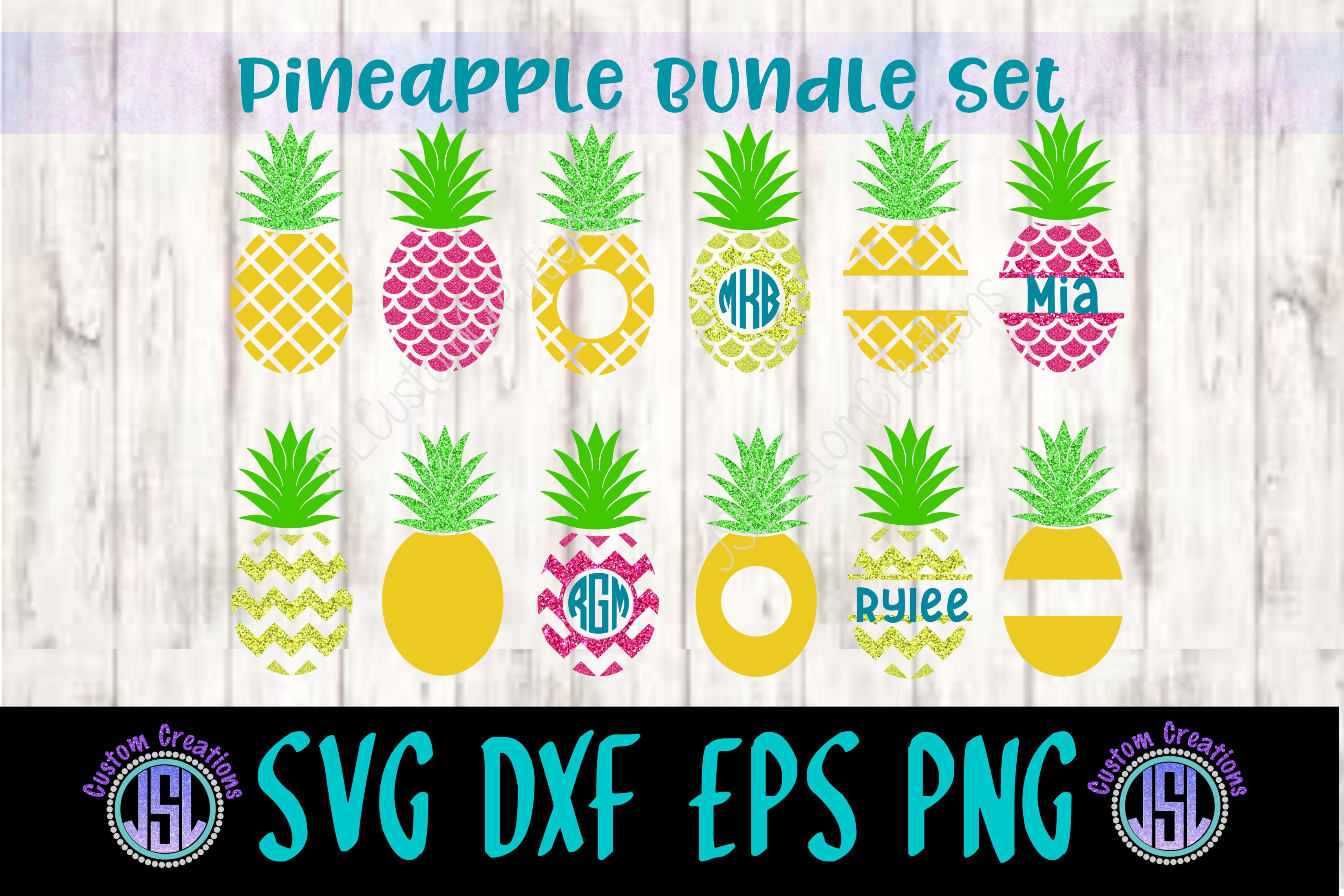 Download Pineapple Split Name, Monogram Frame Bundle, SVG EPS DXF ...