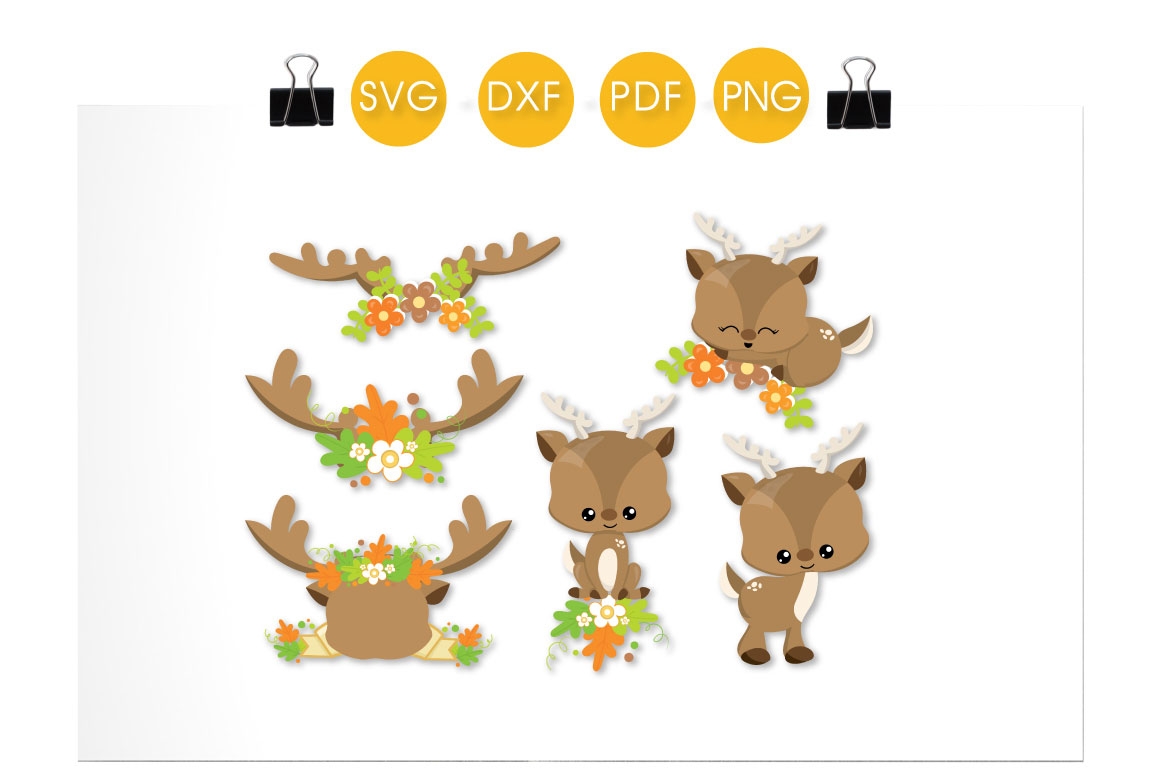 Download Fall Floral Deer citting files svg, dxf, pdf, eps included ...