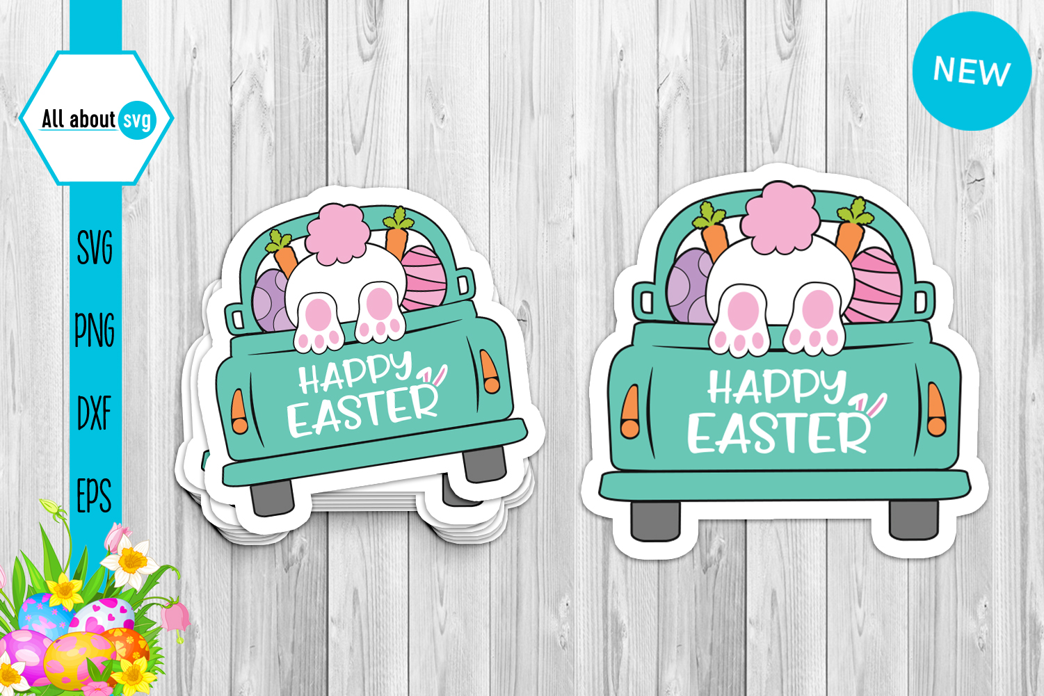 Easter Truck Svg, Easter Bunny Svg