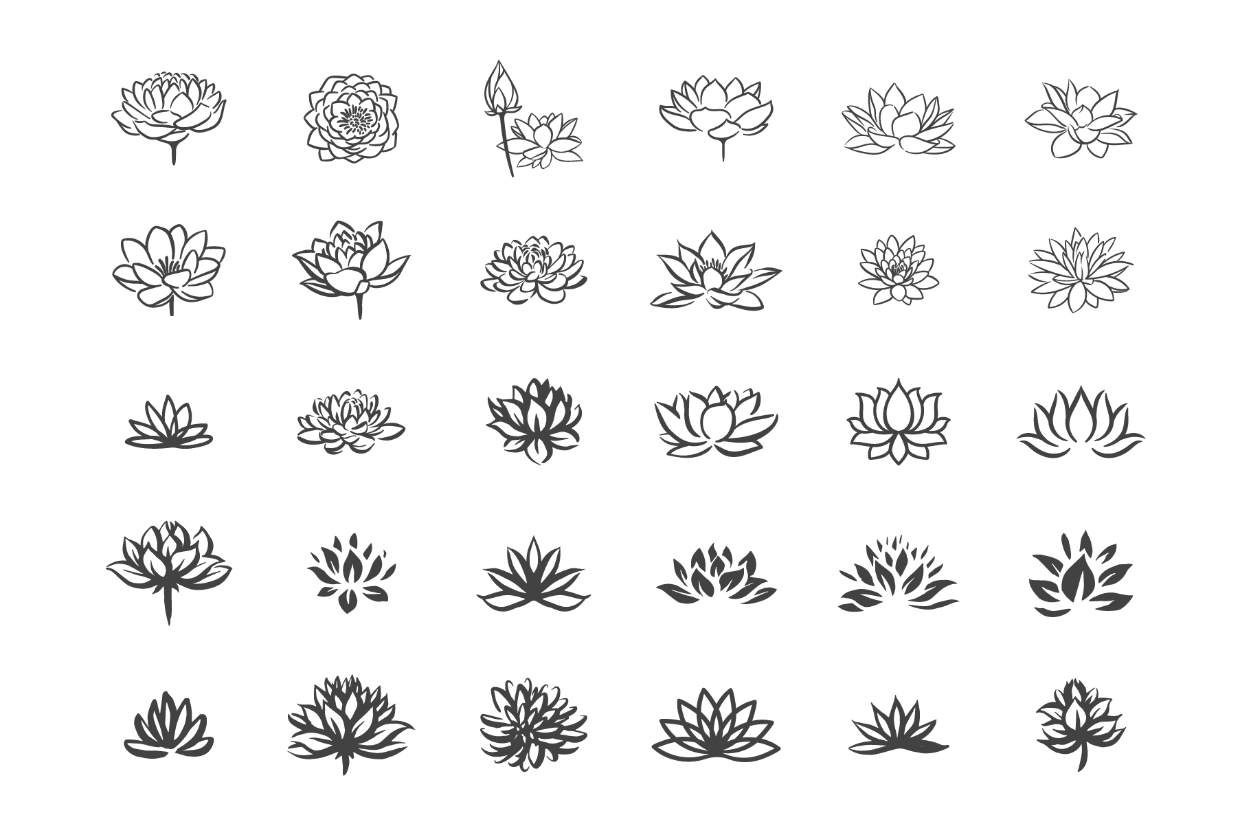 Abstract Vector Lotus Flower Symbol Icon Set 5641