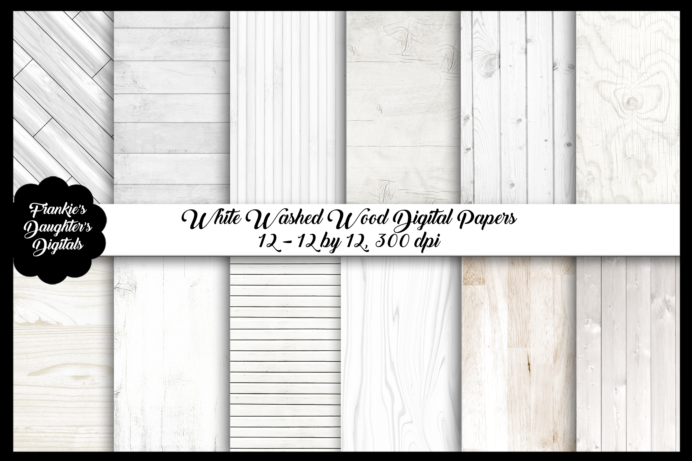 White Washed Wood Digital Papers, Rustic Backgrounds