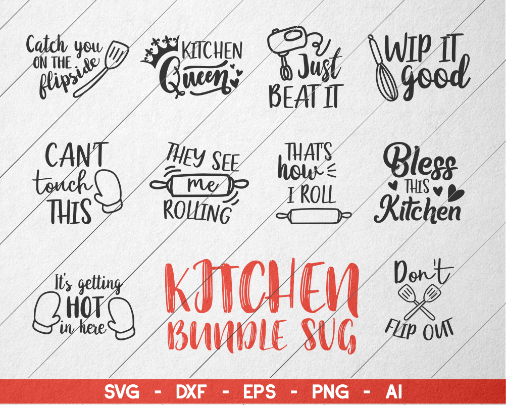 Download Kitchen Svg Bundle - Kitchen Quotes Svg - Chef Svg - Sayings