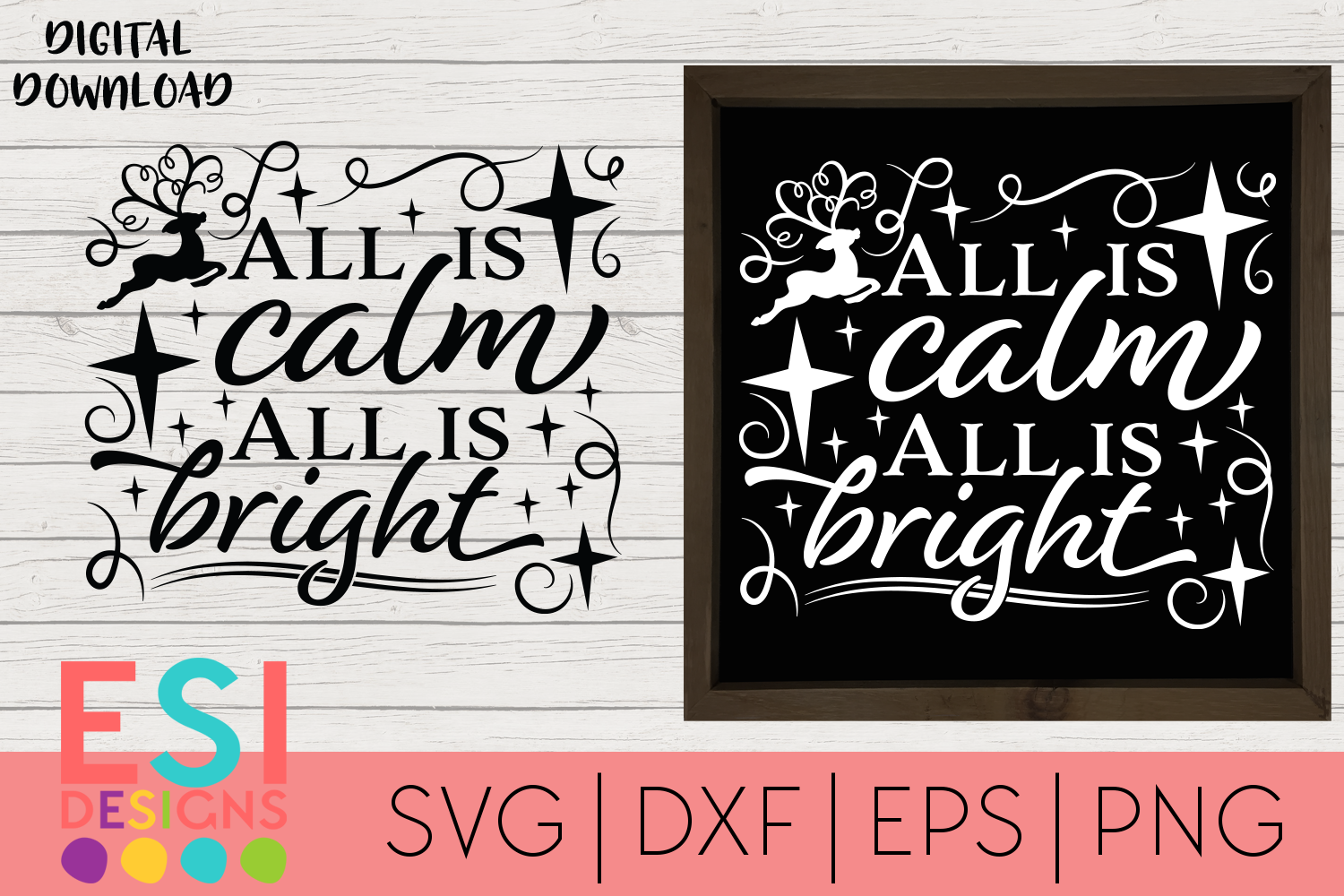 Christmas SVG |All is Calm All is Bright Quote (390616) | SVGs | Design