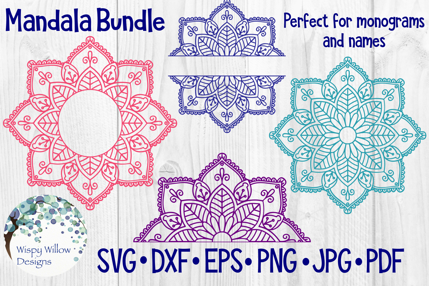 Mandala Bundle SVG Bundle | Monogram Mandala | Half ...