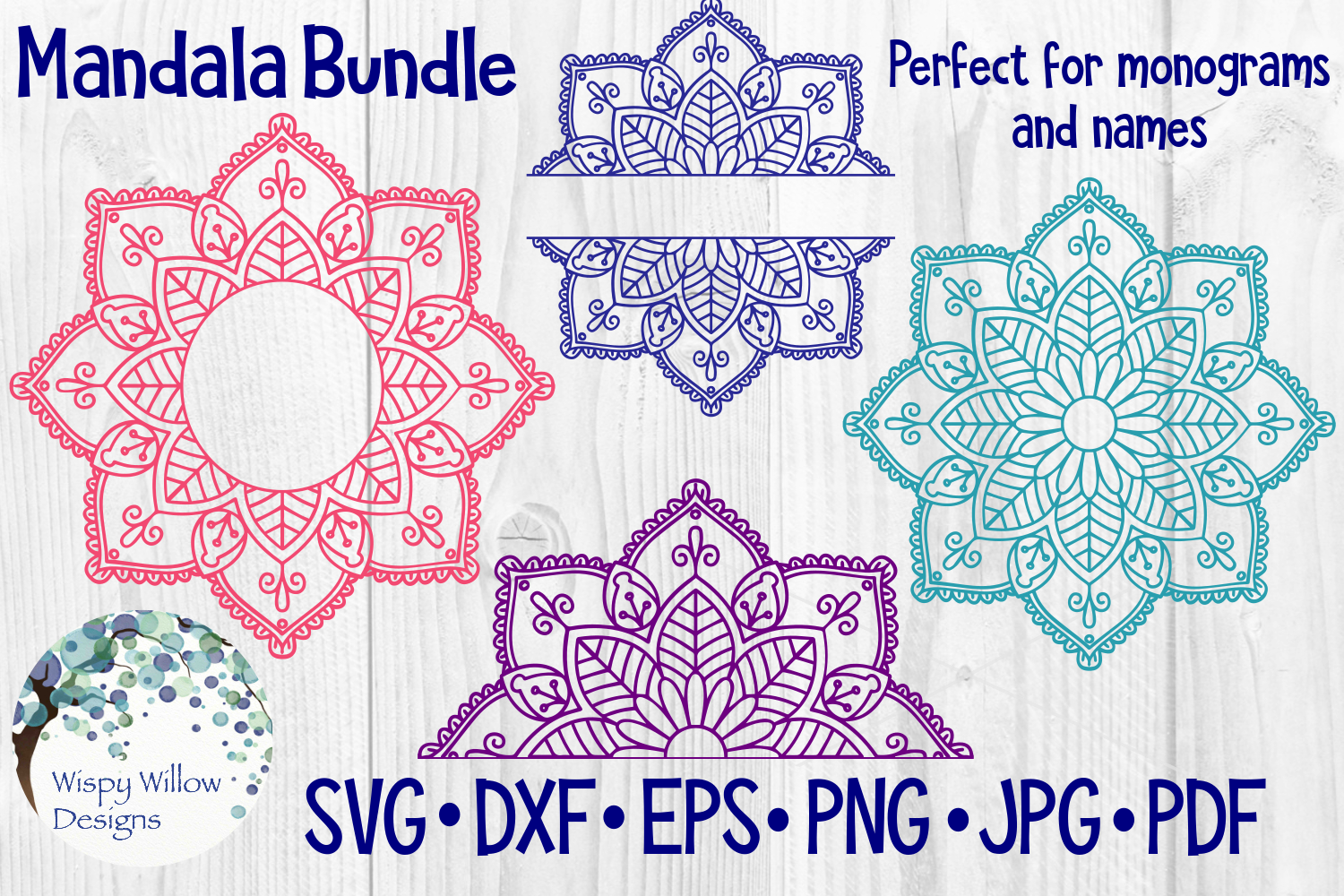 Download Mandala Bundle SVG Bundle | Monogram Mandala | Half Mandala (147778) | SVGs | Design Bundles