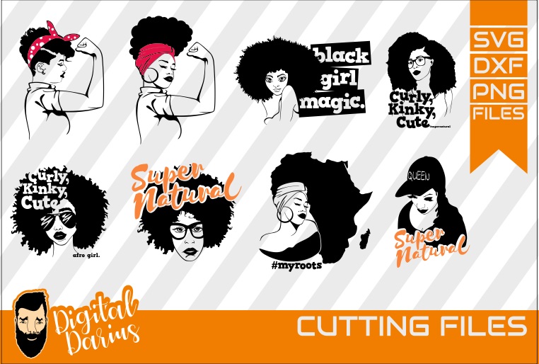 Download 8x Black Woman Bundle SVG, afro lady svg, file, Strong Woman