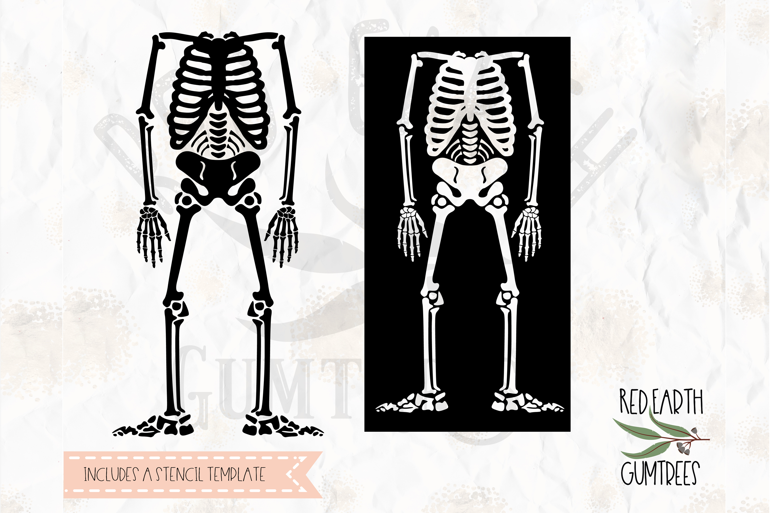 Halloween Skeleton Skeleton Stencil Template In SVG DXF PNG