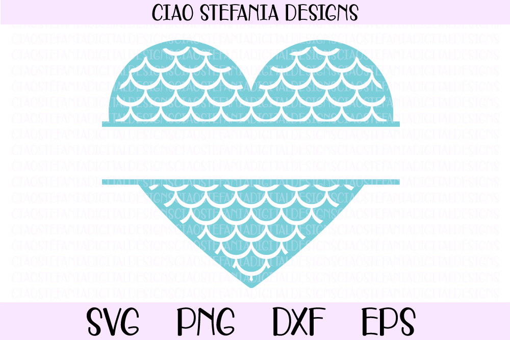 Download Mermaid Scales Heart Split Monogram Frame SVG Cut File ...