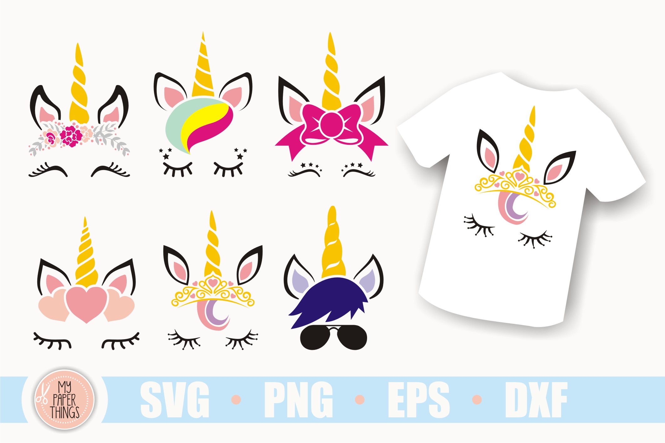 Download Unicorn birthday svg bundle, Unicorn face svg (415563) | SVGs | Design Bundles