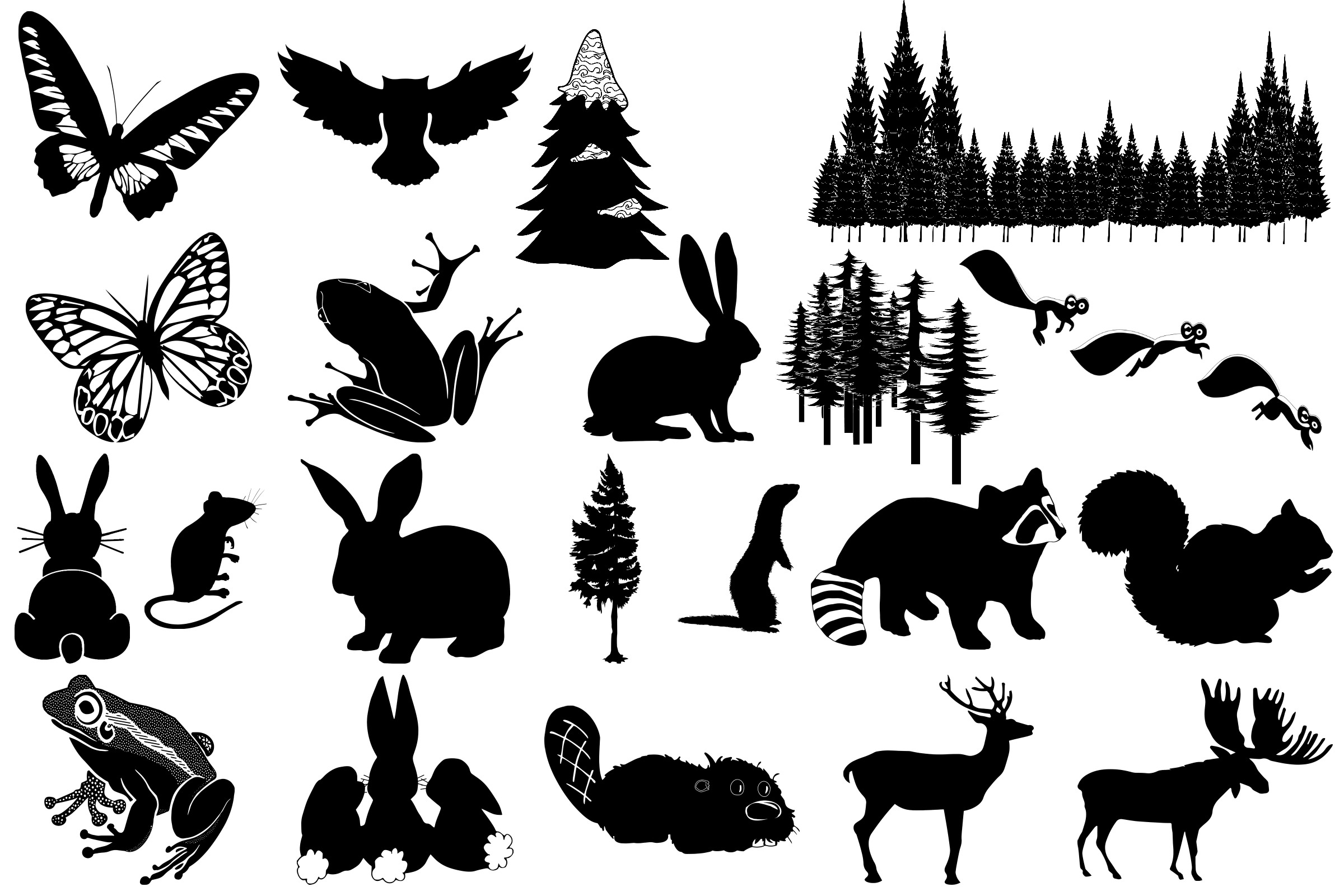 Forest Animal Silhouettes AI EPS PNG 279174 Illustrations Design 