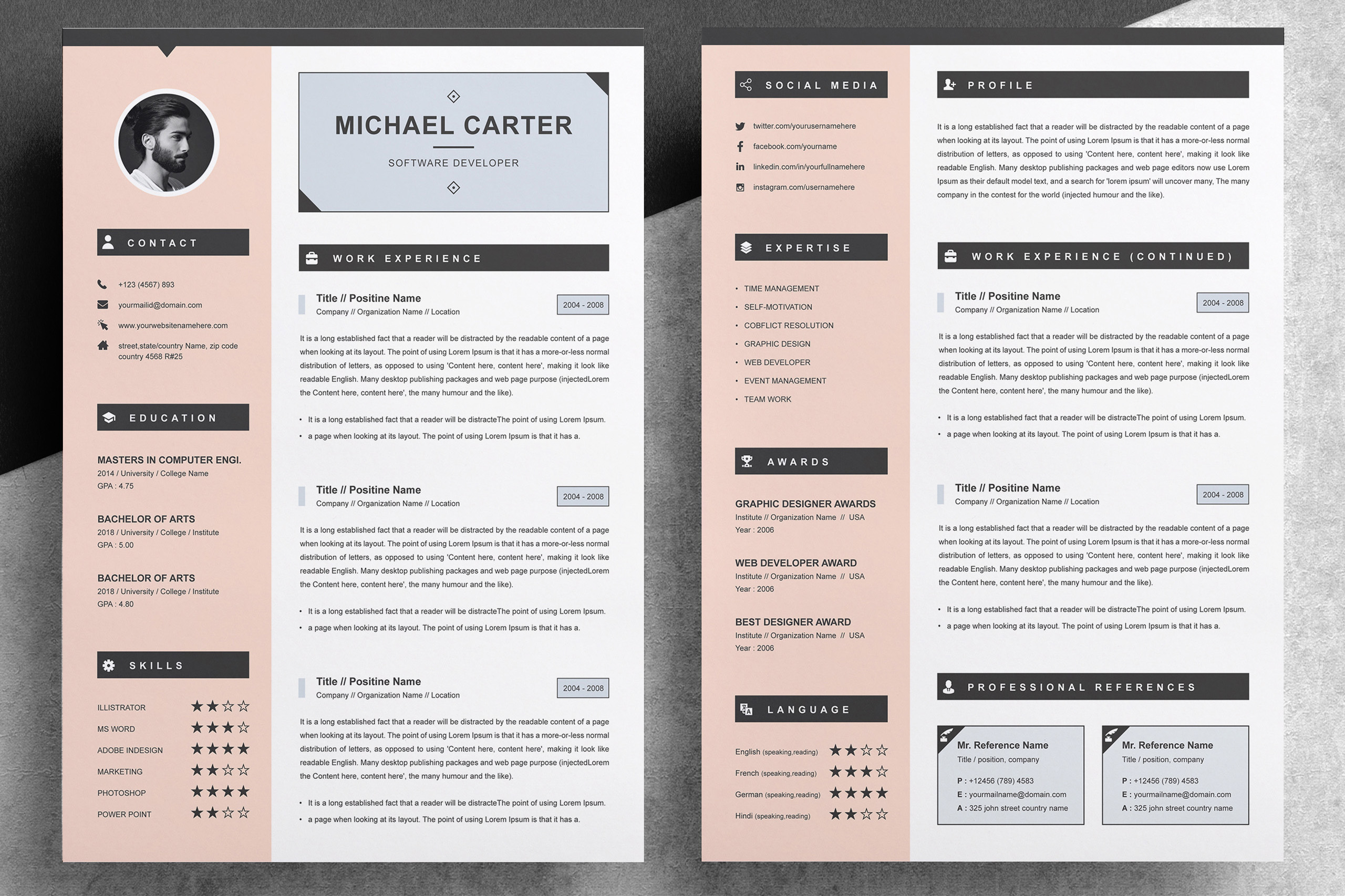 Modern Resume / CV Template | 3 Pages (486478) | Resume Templates ...