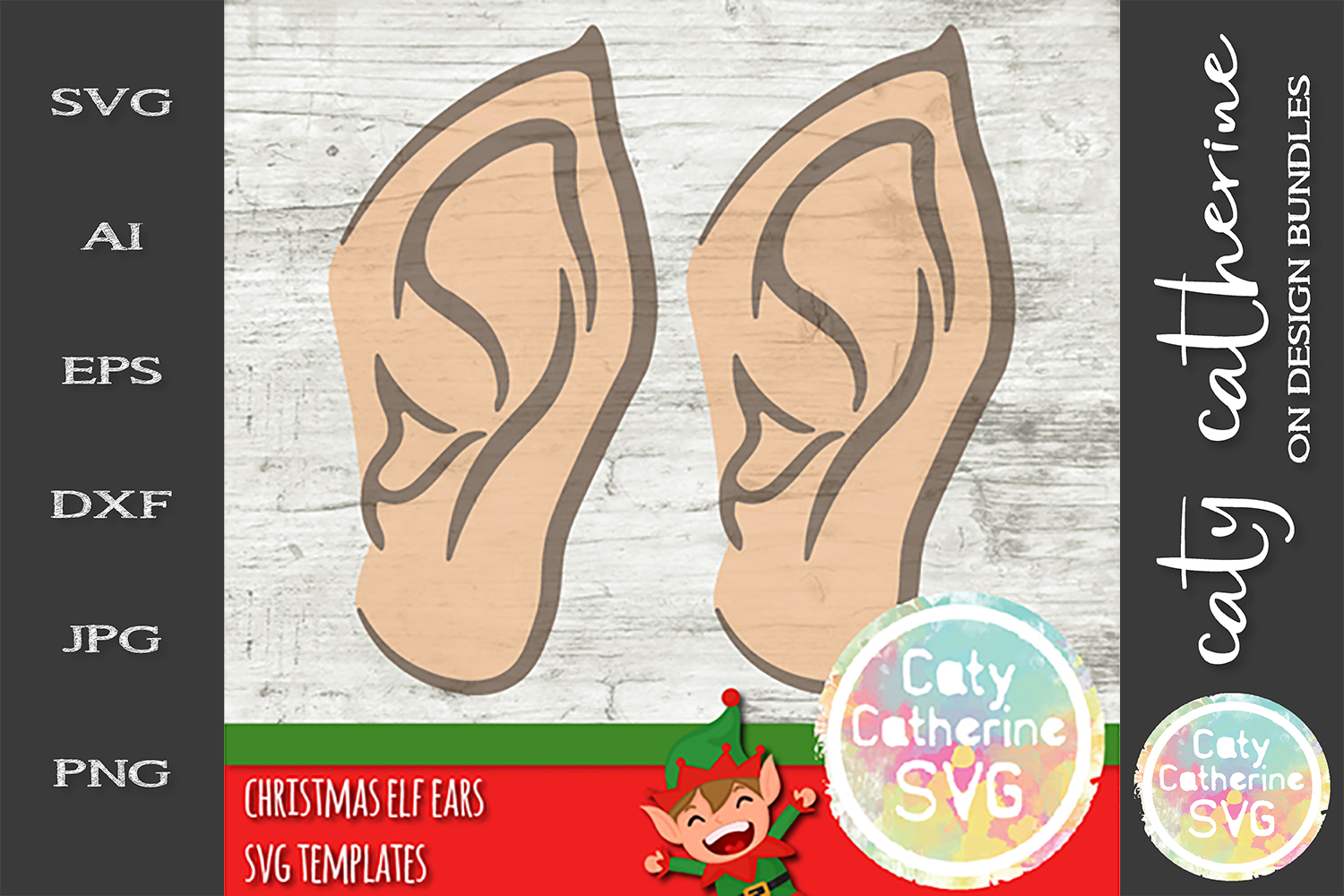 Christmas Elf Ears Template SVG Cut File