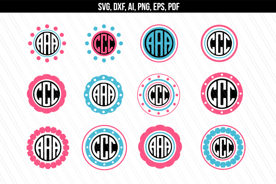 Download Circle monogram svg dxf cut files