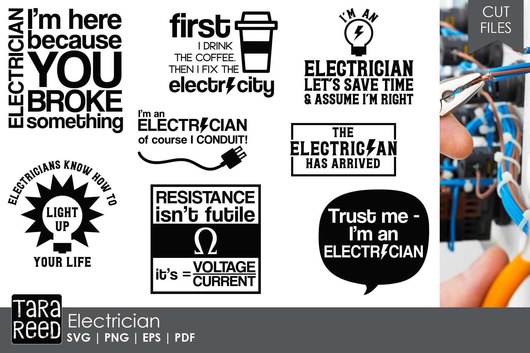 Electrician SVG and Cut Files for Crafters (189559) | Cut ...