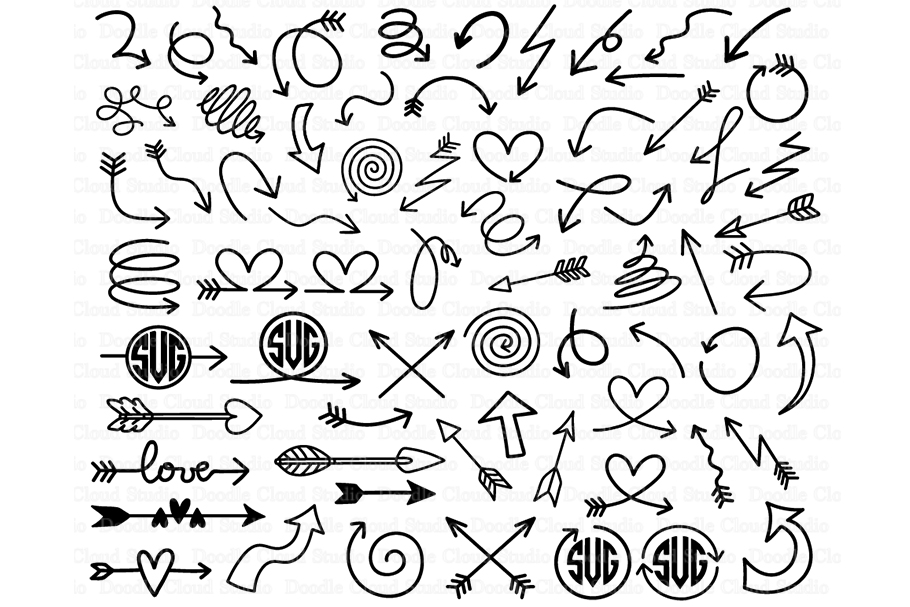 Download 68 Arrows SVG doodles Bundle, Arrows Monogram SVG files.