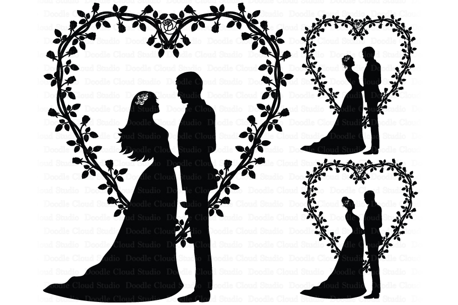 Download Wedding Heart, Bride and Groom SVG, Wedding Clipart.