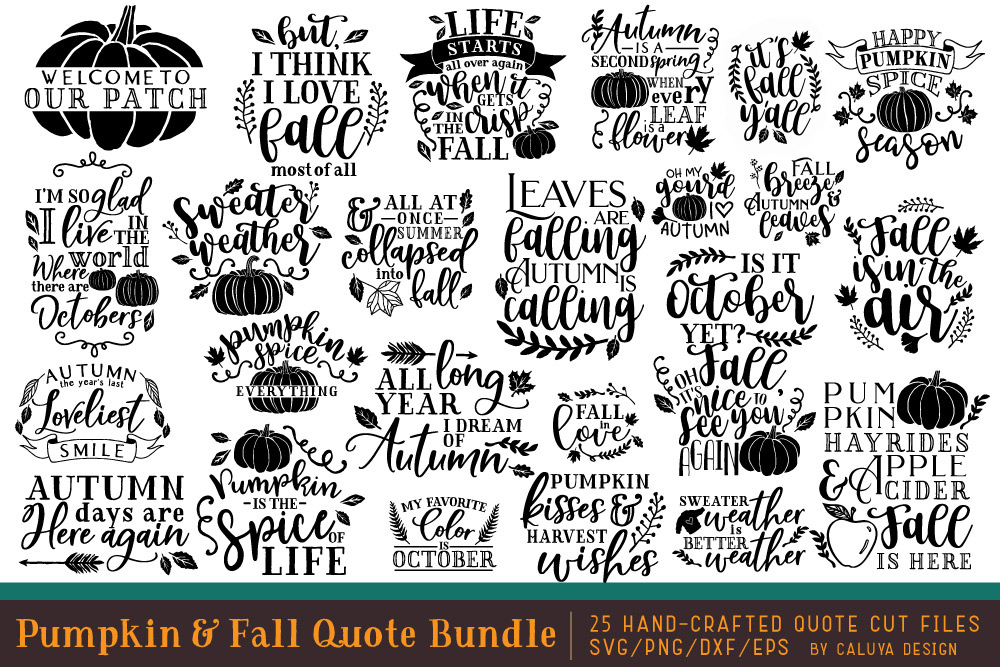 Download Pumpkin & Fall Quote SVG Cut File Bundle (120478) | SVGs ...