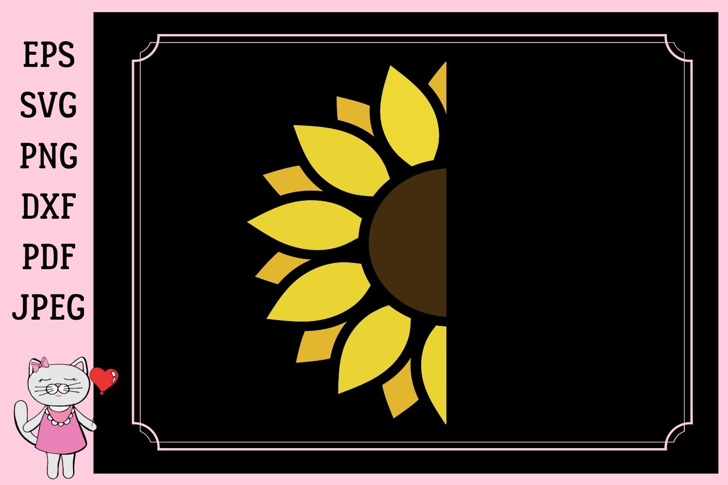 Free Free 160 Silhouette Half Sunflower Svg Free SVG PNG EPS DXF File
