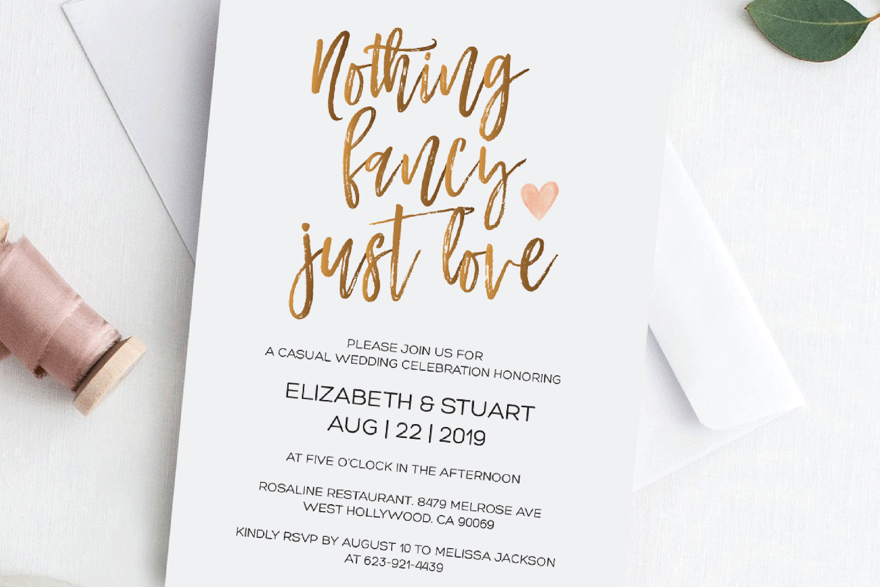 Gold Nothing fancy just love wedding invitation Funny